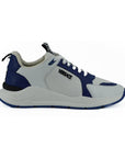 Versace Elegant Blue and White Leather Sneakers
