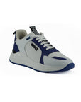 Versace Elegant Blue and White Leather Sneakers