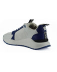 Versace Elegant Blue and White Leather Sneakers