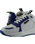 Versace Elegant Blue and White Leather Sneakers