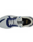 Versace Elegant Blue and White Leather Sneakers