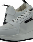 Versace Sleek White Calf Leather Sneakers