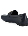 Versace Elegant Navy Blue Calf Leather Loafers