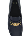 Versace Elegant Navy Blue Calf Leather Loafers