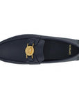 Versace Elegant Navy Blue Calf Leather Loafers