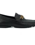 Versace Elegant Black Calf Leather Men's Loafers