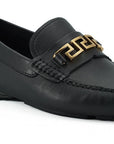 Versace Elegant Black Calf Leather Men's Loafers
