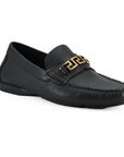 Versace Elegant Black Calf Leather Men's Loafers