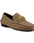 Versace Exquisite Medusa Gold-Tone Leather Loafers