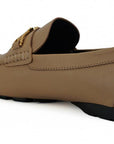 Versace Exquisite Medusa Gold-Tone Leather Loafers