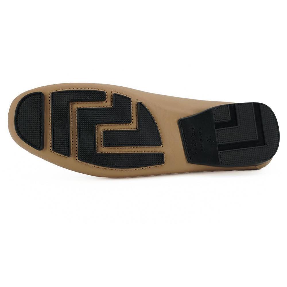 Versace Exquisite Medusa Gold-Tone Leather Loafers