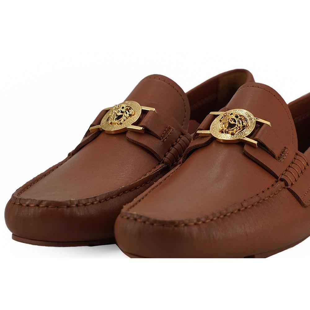 Versace Elegant Medusa-Embossed Leather Loafers
