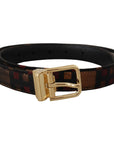Dolce & Gabbana Multicolor Leather Belt with Gold Buckle