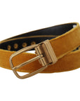 Dolce & Gabbana Elegant Velvet Gold Buckle Women's Belt