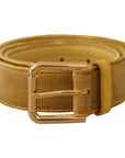 Dolce & Gabbana Elegant Velvet Designer Gold-Buckled Belt