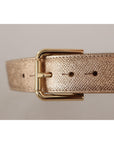 Dolce & Gabbana Chic Rose Gold Leather Belt with Logo Buckle