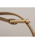 Dolce & Gabbana Chic Rose Gold Leather Belt with Logo Buckle