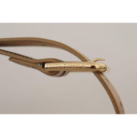 Dolce & Gabbana Chic Rose Gold Leather Belt with Logo Buckle