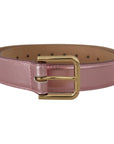 Dolce & Gabbana Elegant Metallic Pink Leather Belt