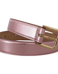 Dolce & Gabbana Elegant Metallic Pink Leather Belt