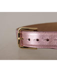 Dolce & Gabbana Elegant Metallic Pink Leather Belt