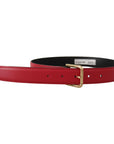 Dolce & Gabbana Elegant Red Leather Belt with Gold-Tone Buckle