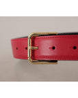 Dolce & Gabbana Elegant Red Leather Belt with Gold-Tone Buckle