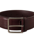 Dolce & Gabbana Elegant Maroon Leather Belt with Engraved Buckle