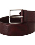Dolce & Gabbana Elegant Maroon Leather Belt with Engraved Buckle