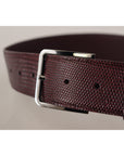 Dolce & Gabbana Elegant Maroon Leather Belt with Engraved Buckle