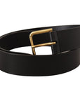 Dolce & Gabbana Elegant Black Leather Belt with Gold-Tone Buckle