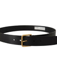 Dolce & Gabbana Elegant Black Leather Belt with Gold-Tone Buckle