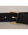 Dolce & Gabbana Elegant Black Leather Belt with Gold-Tone Buckle