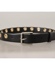 Dolce & Gabbana Chic Black Leather Belt with Engraved Buckle