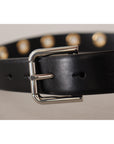 Dolce & Gabbana Chic Black Leather Belt with Engraved Buckle