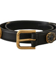 Dolce & Gabbana Elegant Black Leather Logo Belt
