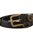 Dolce & Gabbana Elegant Black Leather Logo Belt