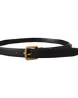 Dolce & Gabbana Elegant Black Leather Logo Belt