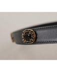 Dolce & Gabbana Elegant Black Leather Logo Belt
