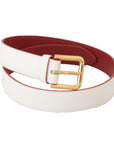Dolce & Gabbana Elegant White Leather Belt with Engraved Buckle