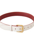 Dolce & Gabbana Elegant White Leather Belt with Engraved Buckle