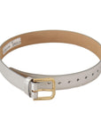 Dolce & Gabbana Engraved Silver-Toned Leather Belt