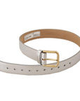 Dolce & Gabbana Engraved Silver-Toned Leather Belt