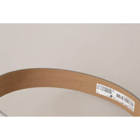 Dolce & Gabbana Engraved Silver-Toned Leather Belt