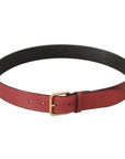Dolce & Gabbana Elegant Red Leather Belt with Engraved Buckle