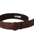 Dolce & Gabbana Elegant Leather Belt with Engraved Buckle