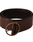 Dolce & Gabbana Elegant Brown Leather Belt with Engraved Buckle
