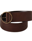 Dolce & Gabbana Elegant Brown Leather Belt with Engraved Buckle