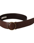 Dolce & Gabbana Elegant Brown Leather Belt with Engraved Buckle