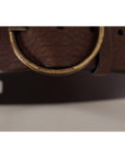 Dolce & Gabbana Elegant Brown Leather Belt with Engraved Buckle